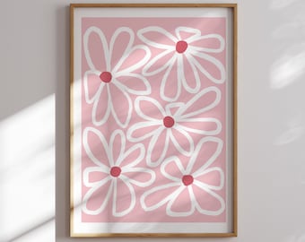 Pink Elegant Flower Wall Art Prints Trendy Wall Decor  Wall Prints And Posters Boho Decor Minimalist Coquette Modern Wall Art Girly Decor