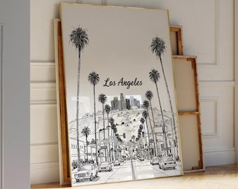 Los Angeles Black & White Cityscape Art Print (Digital Download)