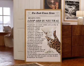 ビンテージハガキ Vintage Leopard Print and Martini Poster Retro Bar Cart Good