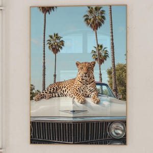 Cheetah Girly Printable Wall Art, Retro Palm Springs Print, Preppy Room Decor, Funky Leopard Poster, Trendy Summer Wall Art Digital Download
