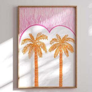 Orange Palm Tree Print: Tropical Beach House Decor (Digital Download)