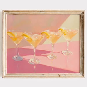 Pink Summer Cocktail Art Print: Preppy Bar Cart Decor (Digital Download)