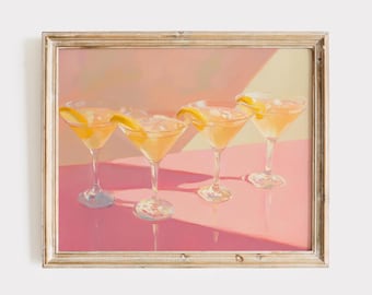 Pink Summer Cocktail Art Print: Preppy Bar Cart Decor (Digital Download)