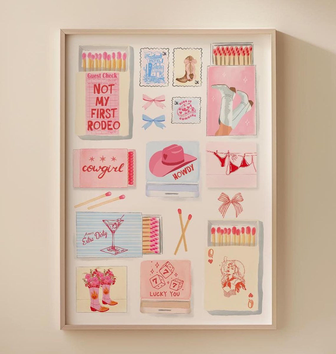 Coastal Cowgirl Hand Painted Matchbox Pastel Print Howdy Matchbox Print ...