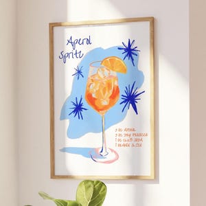 Aperol Spritz Cocktail Print Letni koktajl Kokietka Cyfrowy wydruk Retro Bar Wall Art Modny Bar Cart Art Drink Poster Maksymalny wydruk