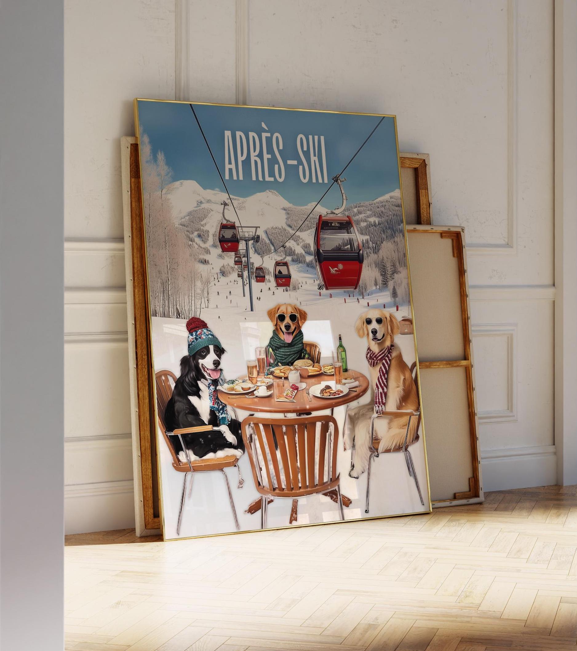 Retro Après Ski Wall Art, Magazine Cover Print, Cute Dogs Wall Art ...