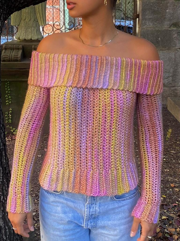 Cold Shoulder Sweater | Crochet Pattern - Etsy