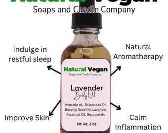 Organic Lavender Body with Rose Petals Oil Moisturizing Soothing Natural Vegan Massage Oil Hydrating Body Oil
