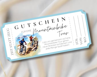 Mountain Bike Tour Voucher Coupon | Customizable Template | Digital Download | PDF & JPG | Birthday Gift