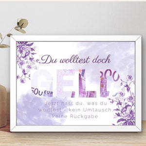 Regalo perfecto de última hora: póster de regalo de dinero hecho por ti mismo: “¡Querías dinero!” Descarga instantánea, personalizable e ideal para un cumpleaños