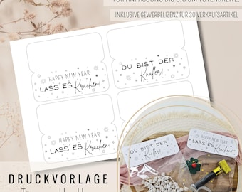 Printable bag closure lucky charm | Let it rip | Craft file You're the bomb | New Year's & New Year's Eve gift