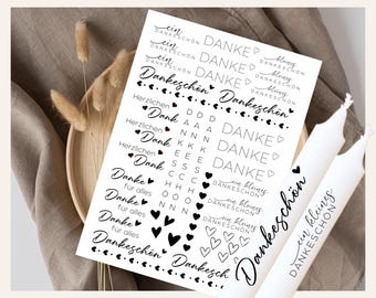 Thank you candle tattoo | PDF template thank you: For inexpensive DIY gifts or souvenirs | Design your own candles