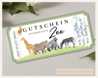 Zoo Voucher Coupon Template | Customizable Template | Digital Download | PDF & JPG