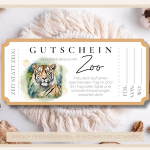 Plantilla de cupón de descuento para visitar el zoológico | Plantilla personalizable | Descarga digital | PDF y JPG