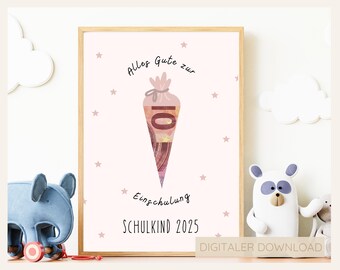 Geldgeschenk voor schoolinschrijving 2025 | Last-minute DIY-poster voor geldgeschenken om af te drukken voor schoolkinderen