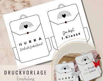 Printable gift idea for the start of school | Last-minute gift for the school bag | Lucky charm for the first day of school | Little something for the start of school