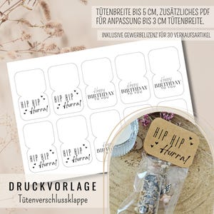 Plantilla de impresión digital: caja de embalaje de bolsas de regalo para souvenirs | Cierre de bolsa / solapa de bolsa para bolsas de celofán | PDF para imprimir