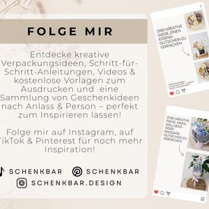 Entdecke kreative Verpackungsideen, Schritt-für-Schritt-Anleitungen, Videos & kostenlose Vorlagen zum Ausdrucken und  eine Sammlung von Geschenkideen nach Anlass & Person – perfekt zum Inspirieren lassen!

Folge mir auf Instagram, auf TikTok & Pinterest für noch mehr Inspiration!