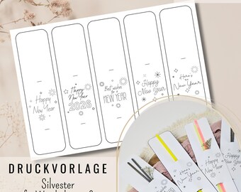 New Year's Eve printable | New Year's craft file | Happy New Year craft template | Gift for sparklers & glow sticks or table decorations