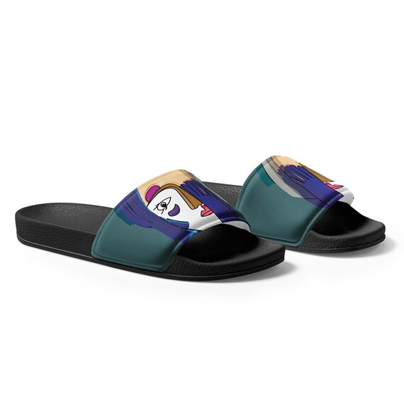 Women's Slides « La Dame Au Gant Bleu » Abstract Modern Colorful