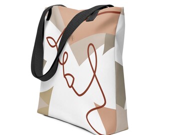 Tragetasche mit minimalistischem Design, künstlerische Tragetasche, Beige, Sand, inspirierendes Geschenk für Frauen