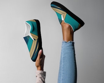 Damen-Sneaker zum Hineinschlüpfen im künstlerisch-schicken Stil – Schuhe mit grafischem Wellenmuster – originelle und bequeme Artyoti-Sneaker