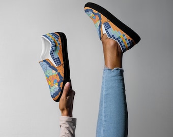 Scarpe slip-on da donna Odorico Mosaic - Sneakers artistiche colorate con design alla moda