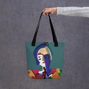 Tote bag artistique, cubisme, la dame au gant bleu, sac fourre-tout original, cadeau artistique