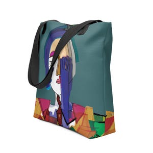 Tote bag artistique, cubisme, la dame au gant bleu, sac fourre-tout original, cadeau artistique