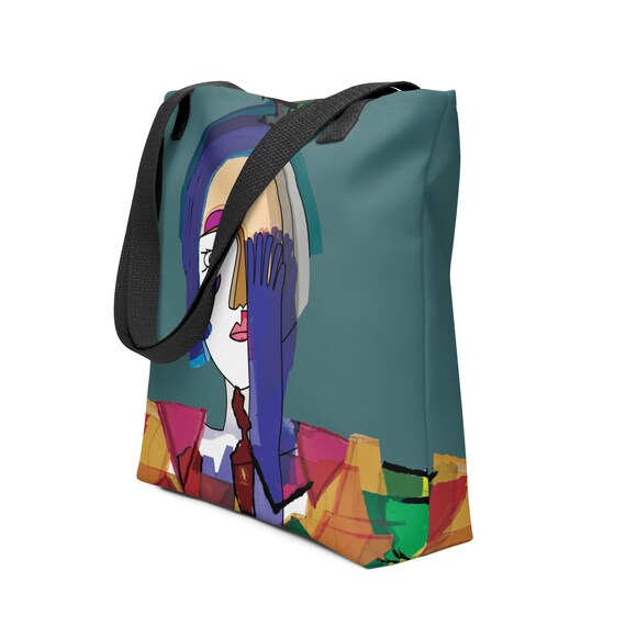 Tote bag artistique, cubisme, la dame au gant bleu, sac fourre-tout original, cadeau artistique