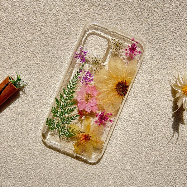 Gepresste getrocknete Blume Handyhülle, Samsung Handyhülle, iPhone, Pixel, Floral Handyhülle, Muttertagsgeschenk