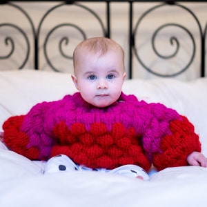 AFRA BABA JUMPER | Super Chunky Yarn Hand Knit Wool Bubble Jumper For Baby | Afra Ivy