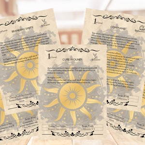 DND 46 Cartas de hechizos de paladín [PNG], 5x8", 5e DnD Spellbook, Dungeon Master - Descarga digital