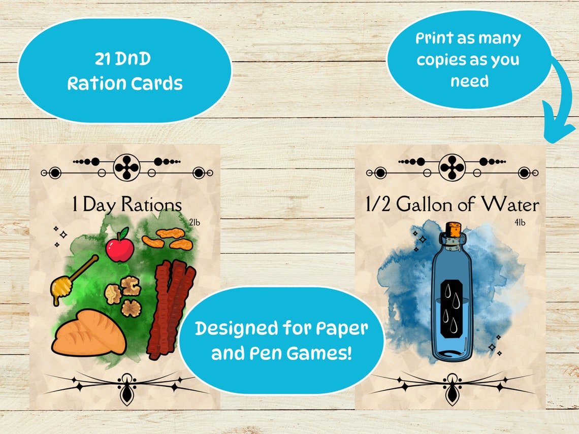 DND 5e Ration Cards: Dungeon Master Resource (digital Download) - Etsy