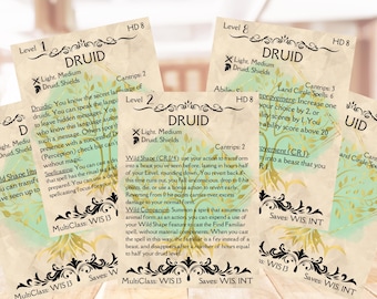 DND 5e Druid Level Up Cards: Player & GM Resource (Digital Download)