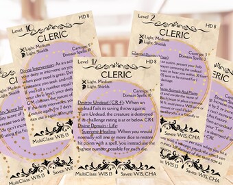 DND 5e Cleric Class Cards: Player & Game Master Resource (Digital Download)