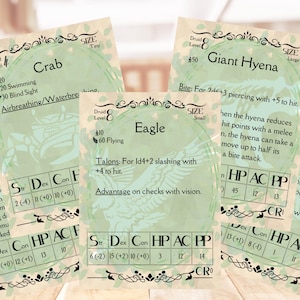 DND 70+ WildShape Cards [PNG], DND 5e, recurso del druida, recurso del maestro del juego - Descarga digital