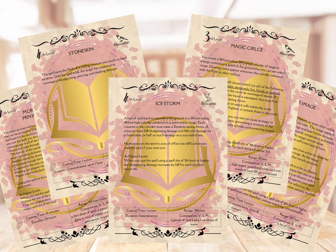 DND 200 Wizard Spell Cards [PNG], 5x8