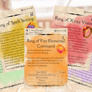 DND 5e Magic Ring Cards: Dungeon Master Resource (Digital Download)
