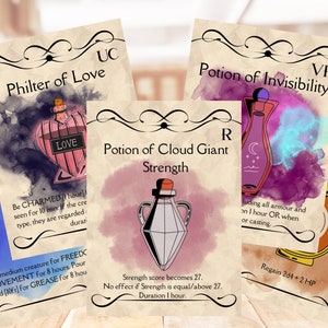 Tarjetas de poción DND [PNG], DND 5e, recurso Dungeon Master, recurso Game Master - Descarga digital