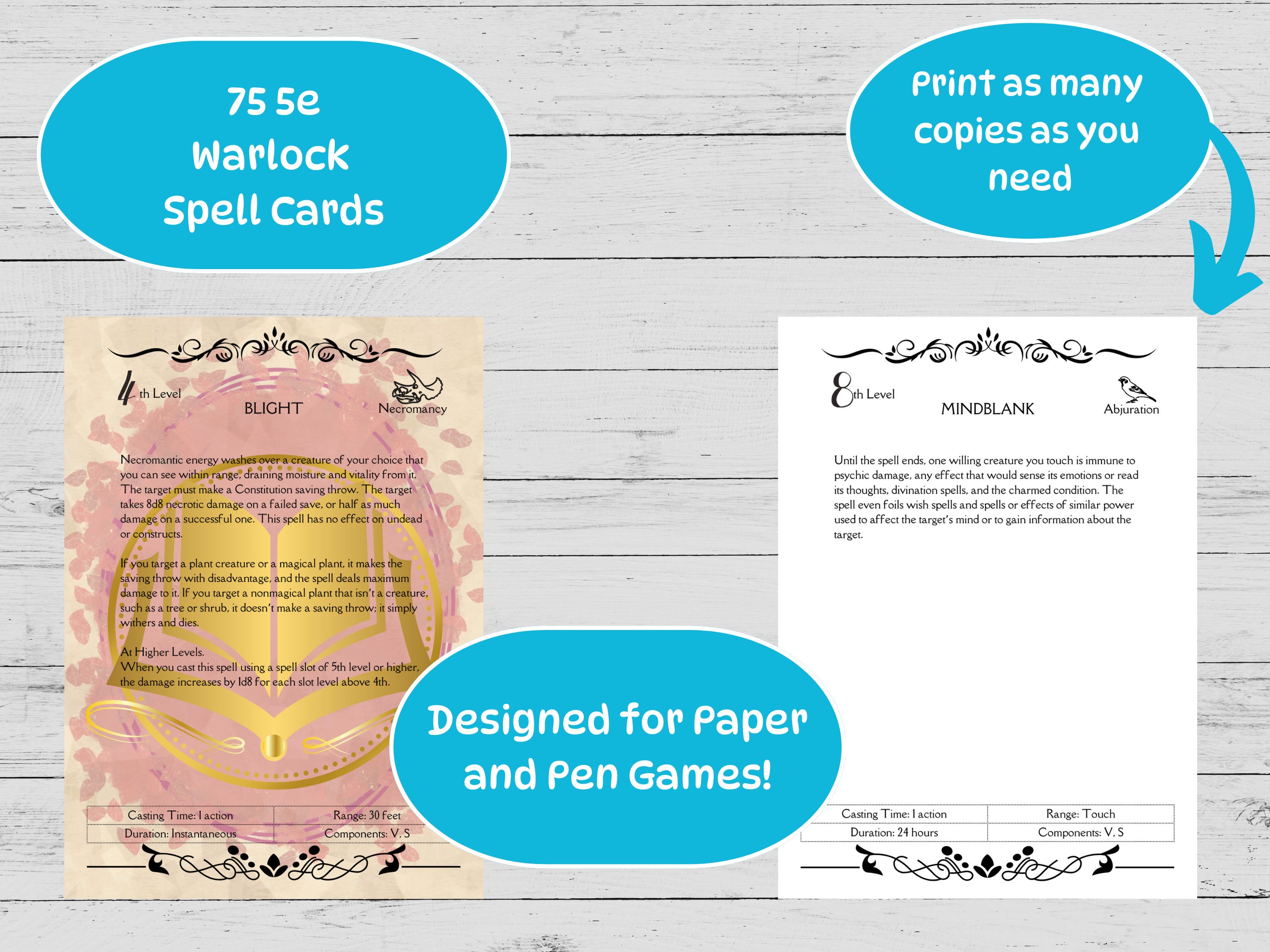 DND 200 Wizard Spell Cards [PNG], 5x8