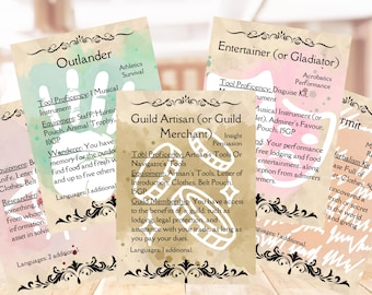 DnD 5e Background Cards: Heraldry Style Player Resource (Digital Download)