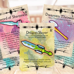 Tarjetas de armas mágicas DND [PNG], DND 5e, recurso Dungeon Master, recurso Game Master - Descarga digital