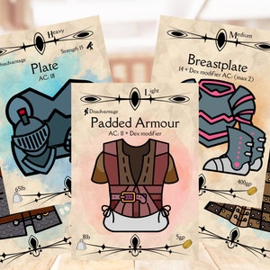Tarjetas de armadura DND [PNG], DND 5e, recurso Dungeon Master, recurso Game Master - Descarga digital