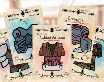 DND 5e Armour Cards: Dungeon Master Resource (Digital Download)