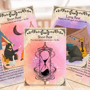 Cartas de descanso largo y corto [PNG], DND 5e, recurso de Dungeon Master, recurso de Game Master - Descarga digital