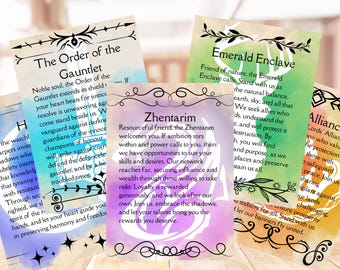 DND Faction Info and Invitation Cards [PNG], DND 5e, Game Master Resource - Digital Download