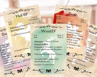 DND 5e Race Cards: Heraldry Style, Druid Resource (Digital Download)