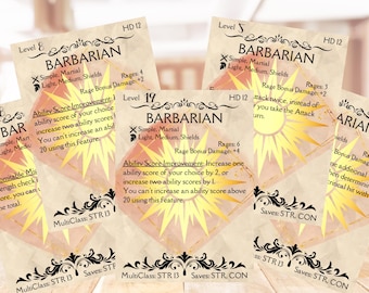 DND 5e Barbarian Class Cards: Player & GM Resource (Digital Download)