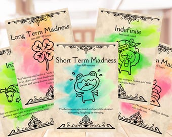 DND 5e Madness Cards: Dungeon Master Resource (Digital Download)
